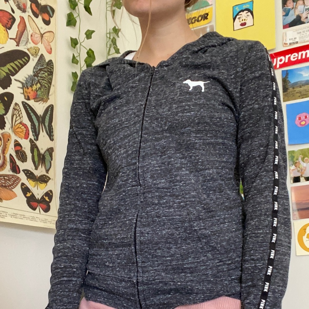 gray PINK zip up